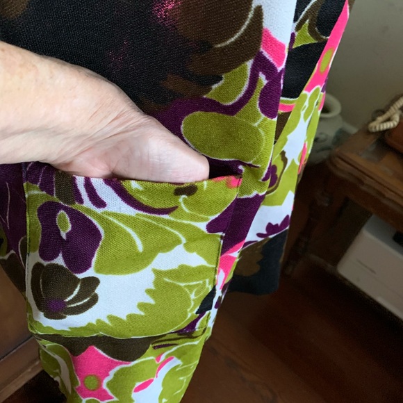 Vintage 70s Flower 🌸 Power Dress/Tunic/Duster/Housecoat M - Picture 6 of 8